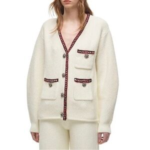 SELF-PORTRAIT Embellished Cotton-Blend Cardigan XL